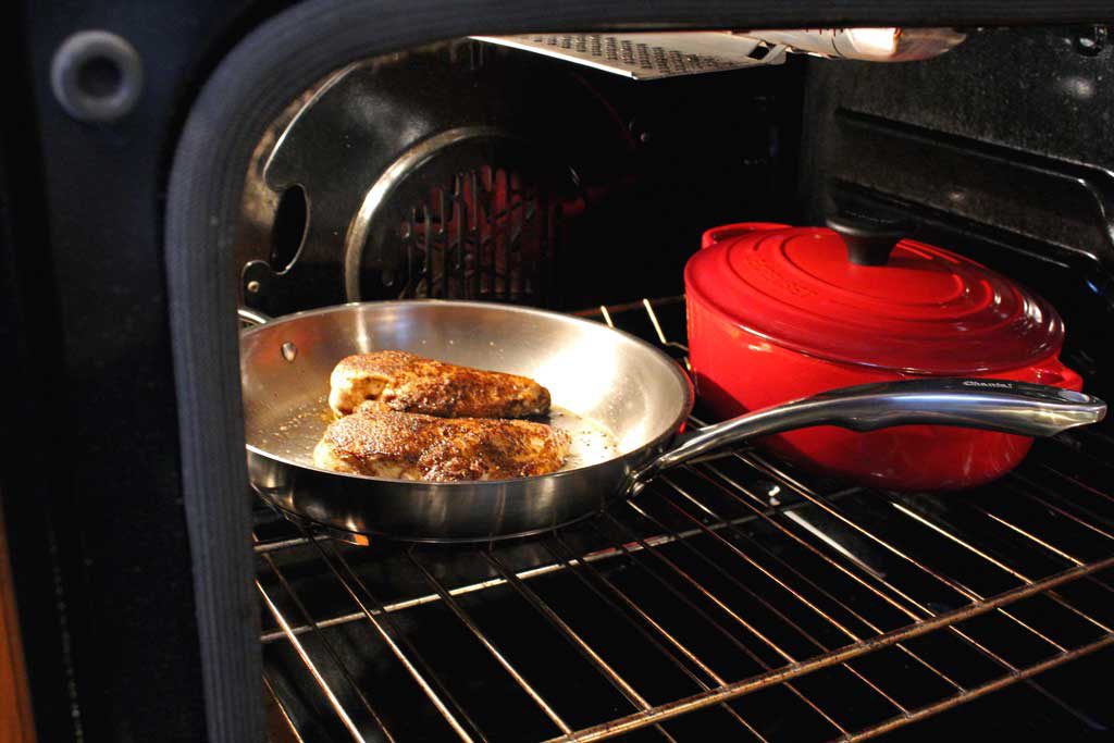 chicken baking in oven