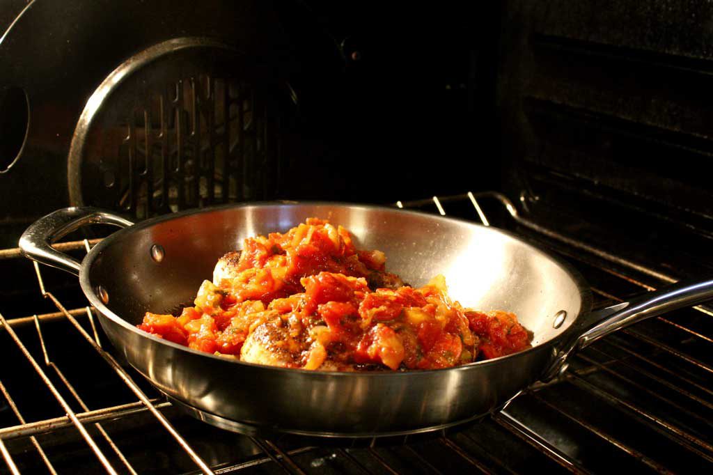chicken baking in oven