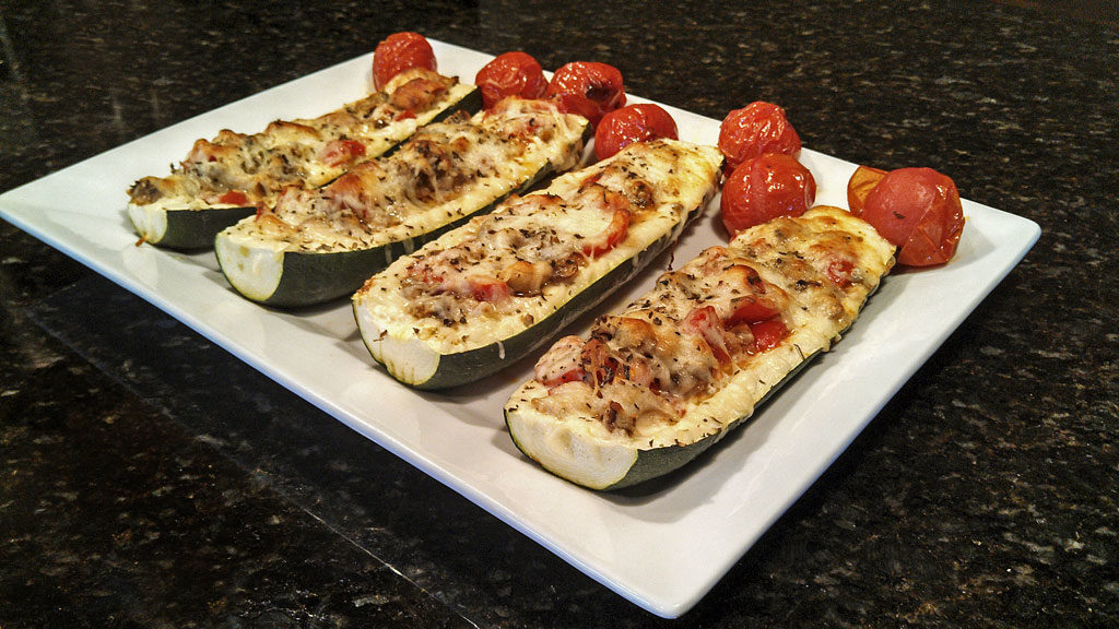 Italian zucchini boats ready to eat