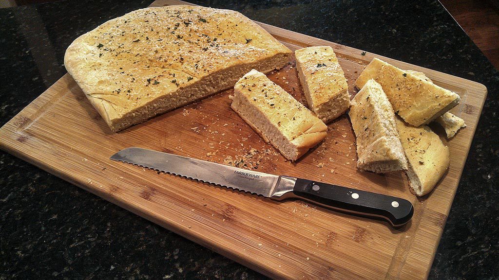 Homemade Focaccia Bread ready to eat