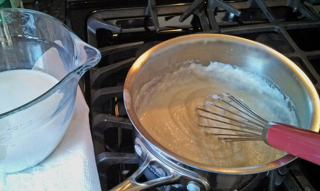 bechamel sauce in pot