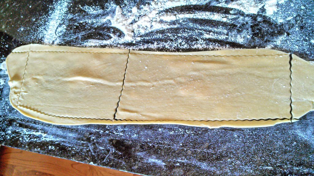 pasta dough cut into sheets