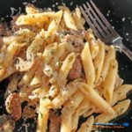 Penne With Mushrooms Onions and Goat Cheese