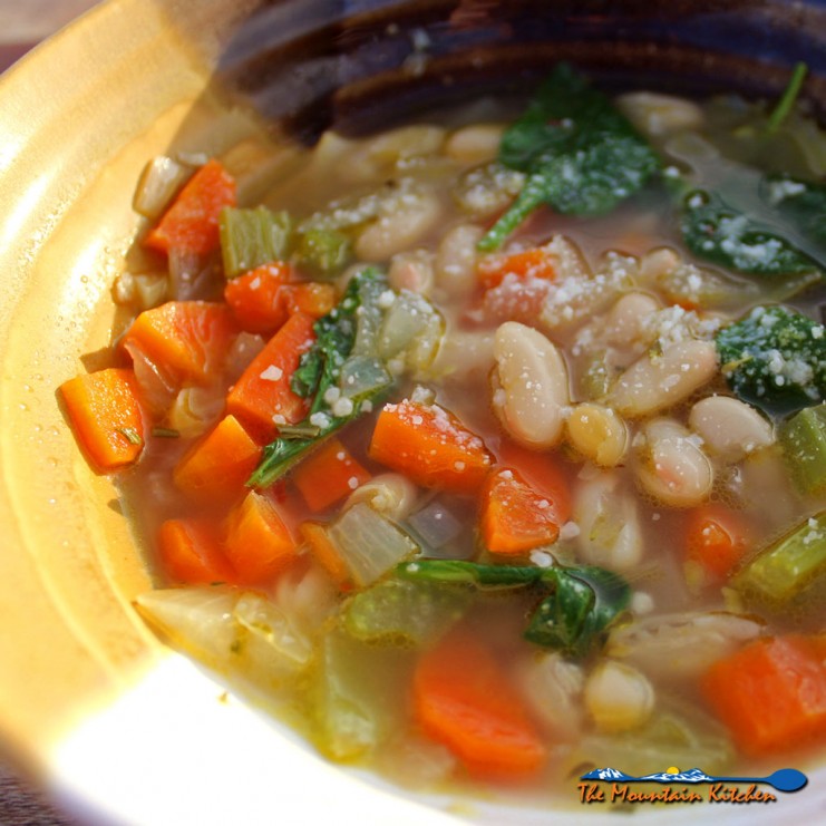 tuscan white bean soup in bowl