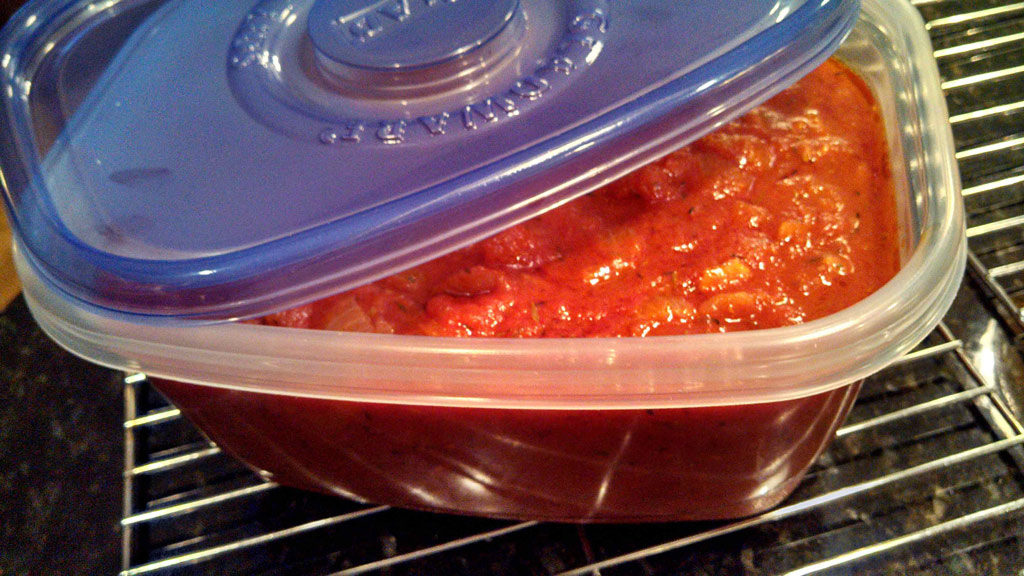 Basic tomato sauce is simply seasoned with onion, garlic and thyme, sweetened slightly with carrot; simmered until thickened. For all your Italian dishes! | TheMountainKitchen.com