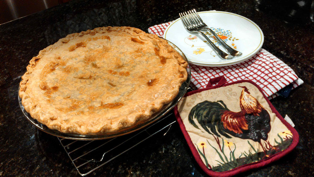 Classic chicken pot pie ready to eat