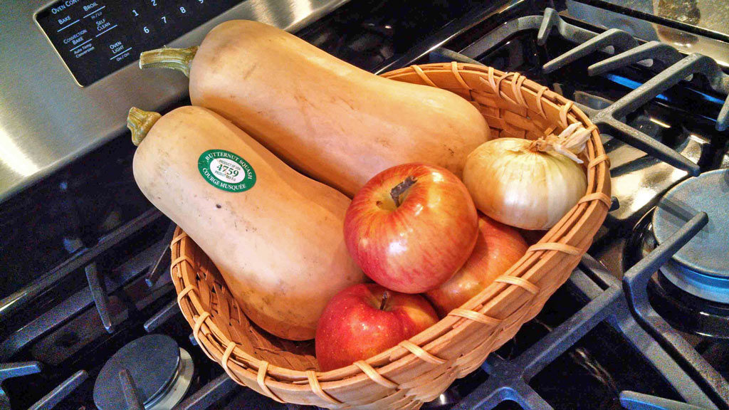 produce in basket to make soup