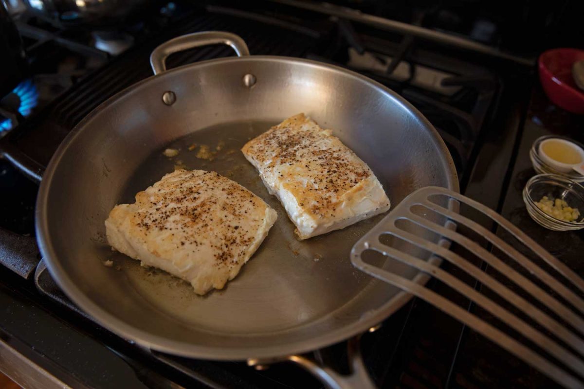 halibut in skillet