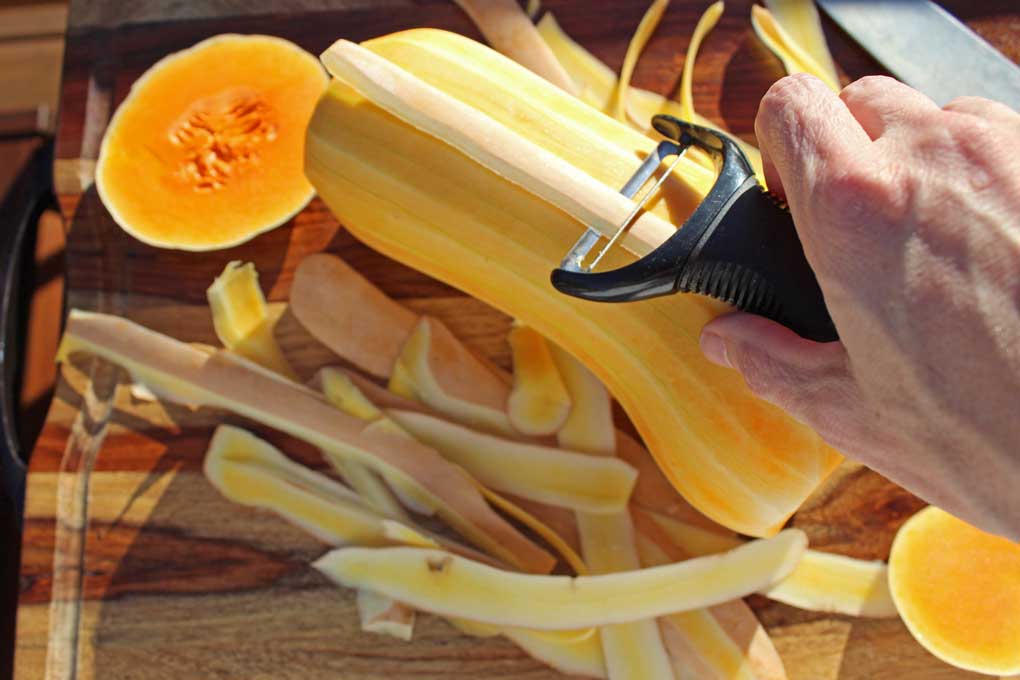 peeling butternut squash with y-peeler