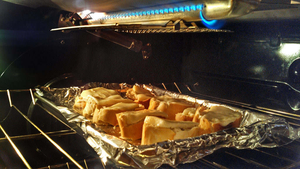 bread under broiler