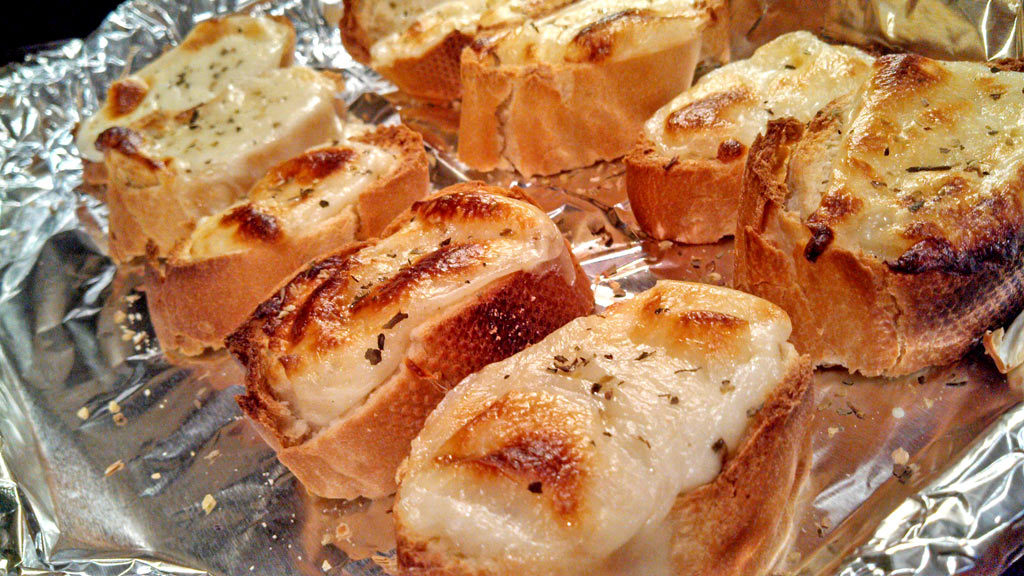 Hot Mozzarella Herb Garlic Bread out of the oven