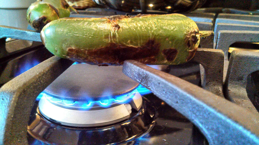 jalapeno roasting over open flame