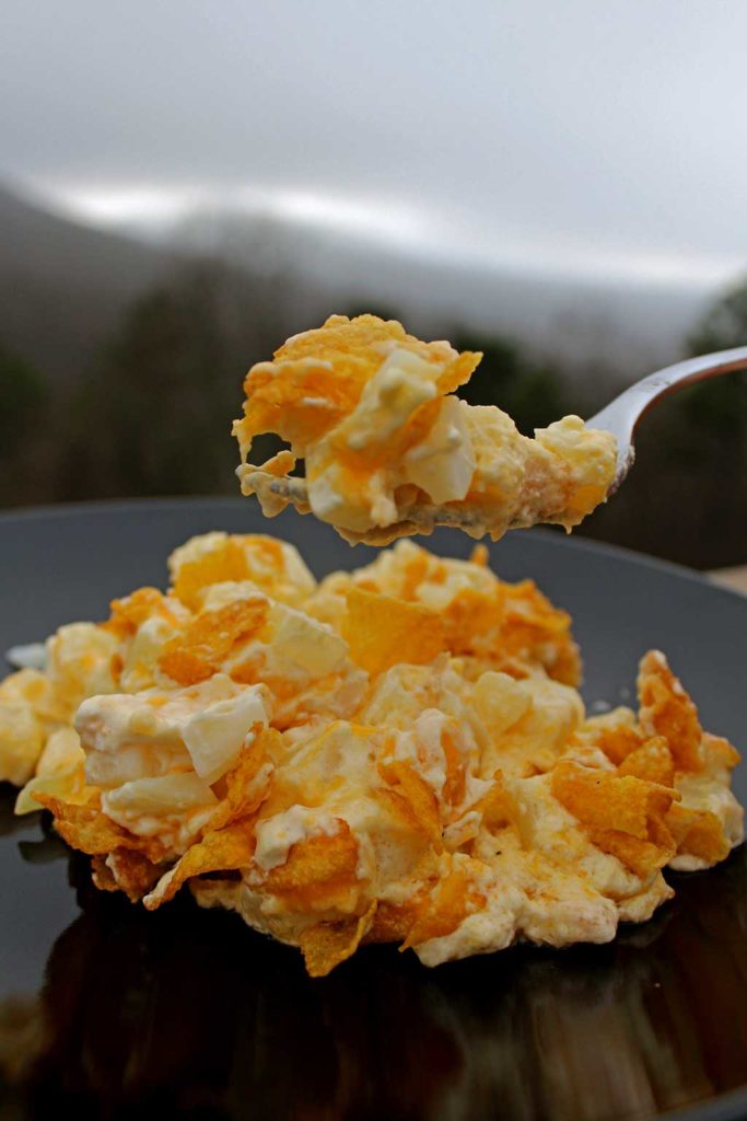 Hash Brown Potato Casserole with mountain view