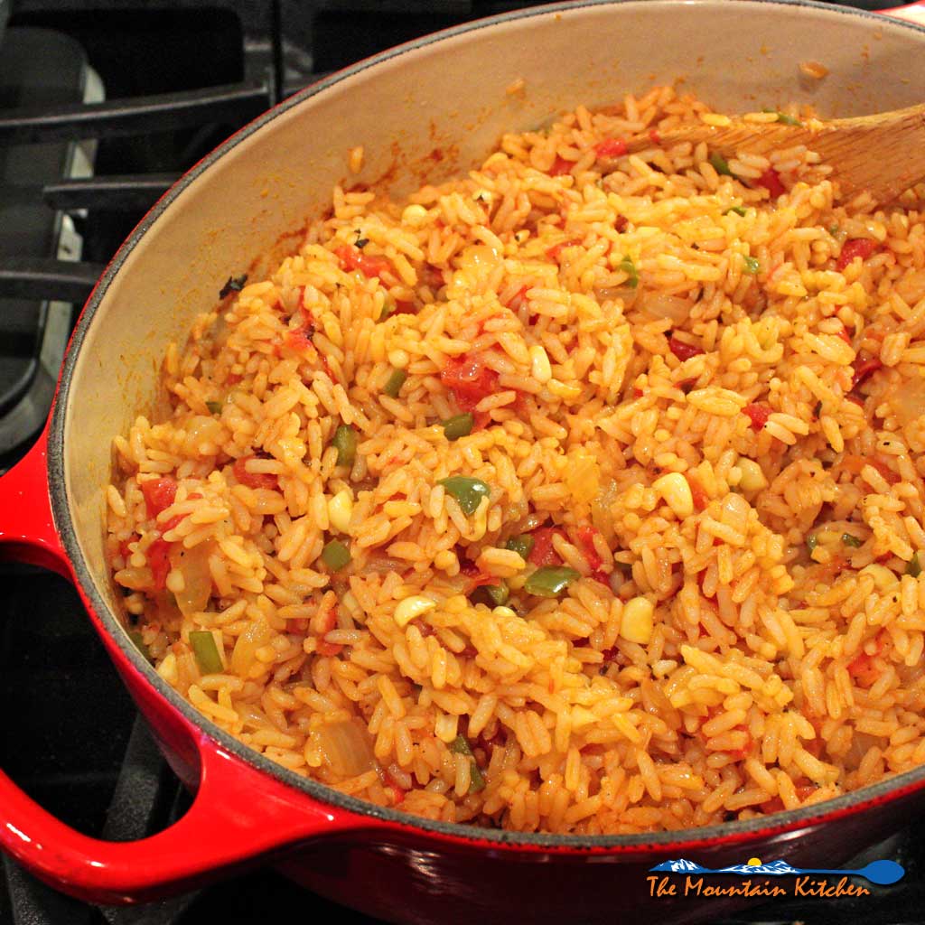 Mexican rice inside pot