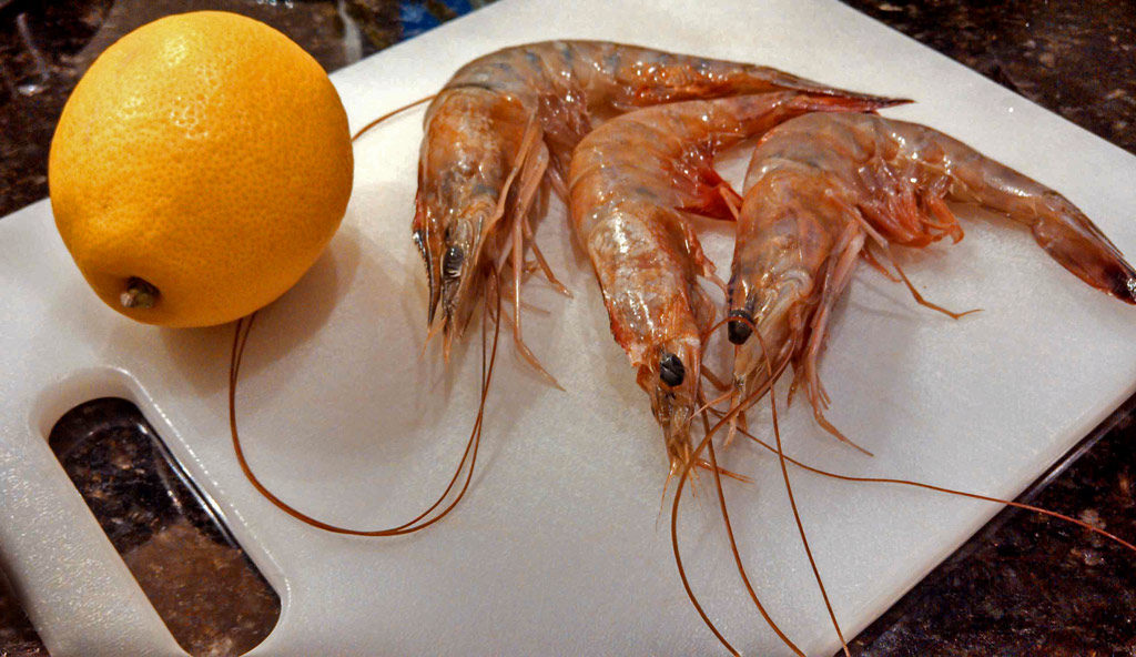 whole shrimp and lemon