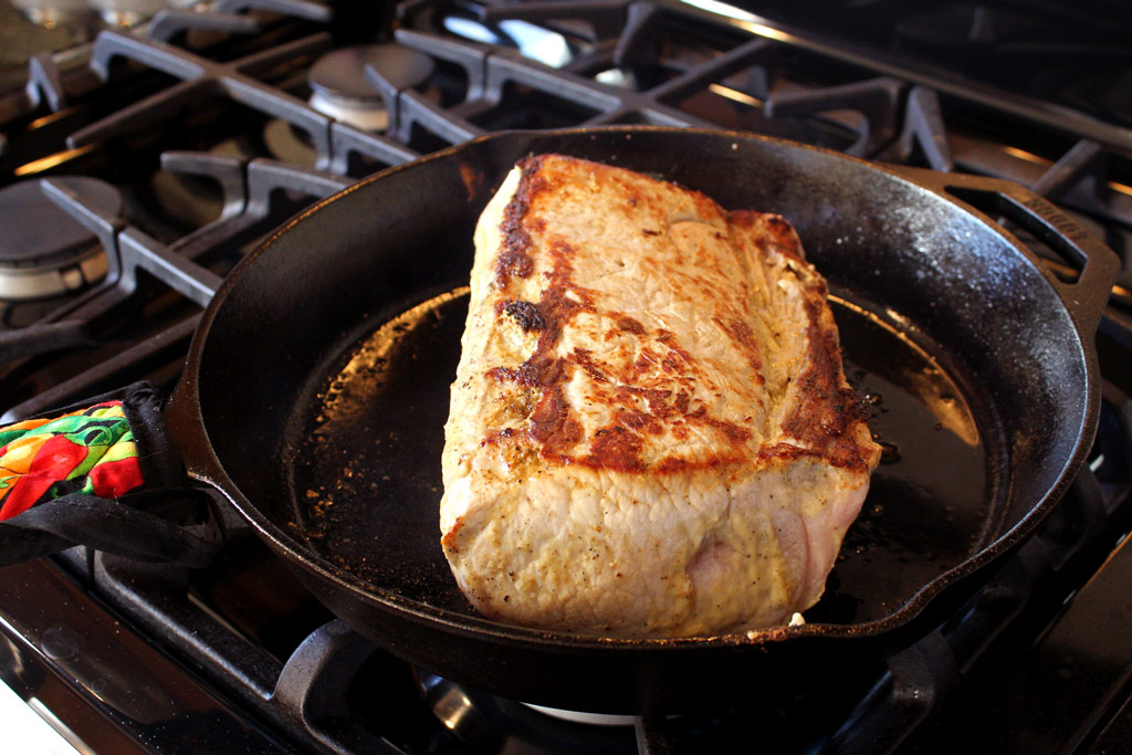 searing roast in cast iron pan