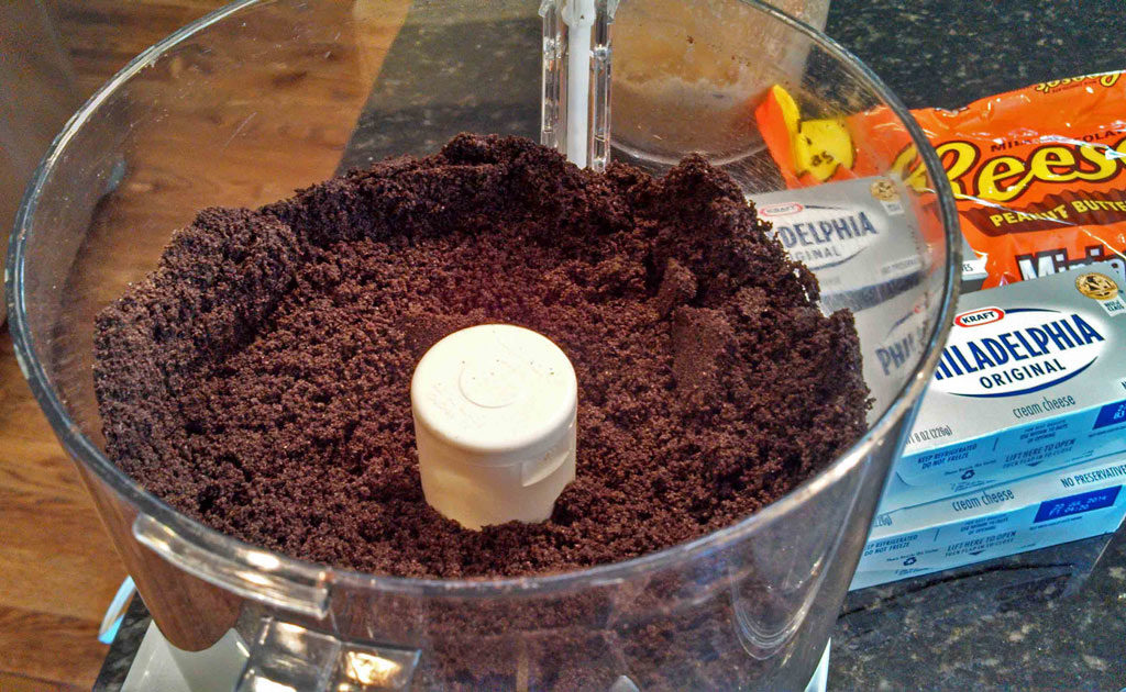 Oreo crumbs in food processor