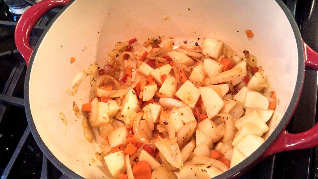 vegetables in pot