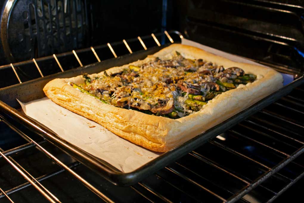 tart inside oven baking