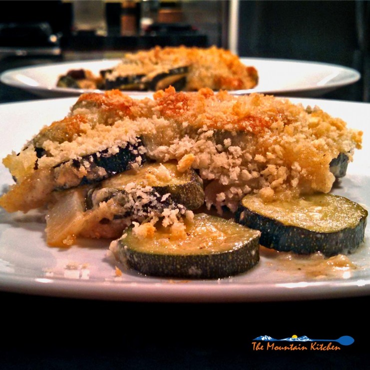 zucchini gratin on plate