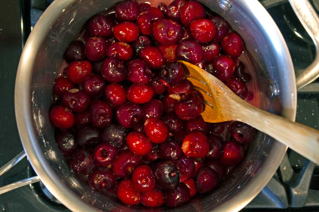 cherries in pot