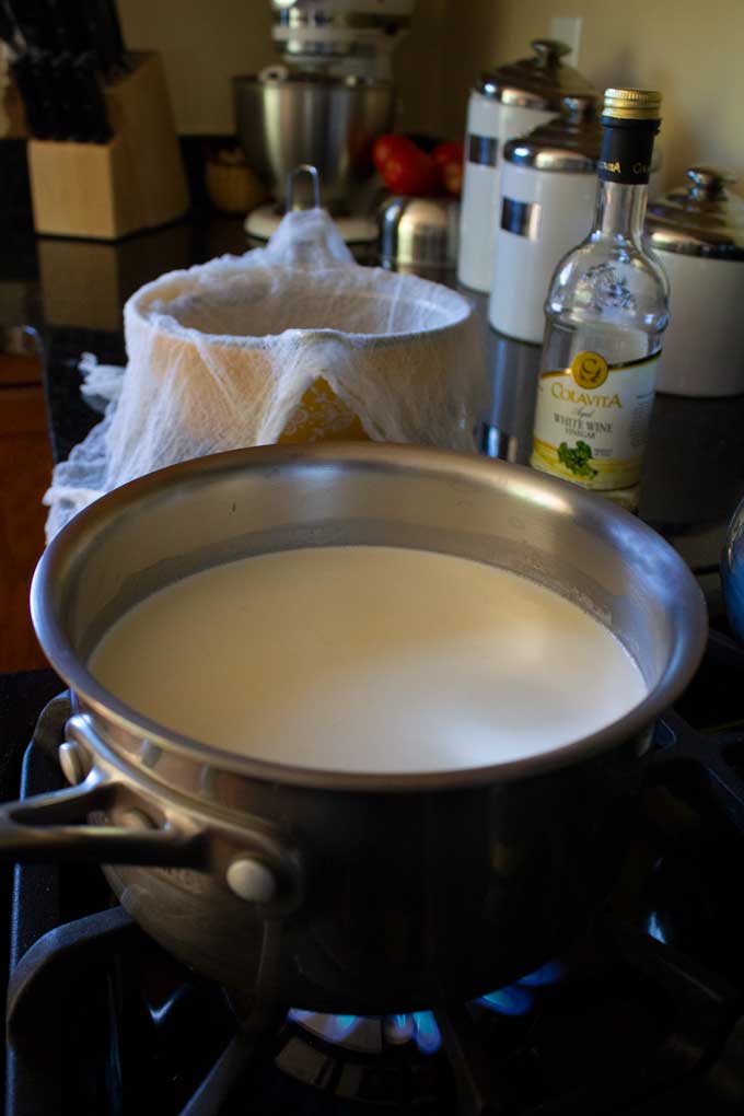 pot on stove with cream and milk