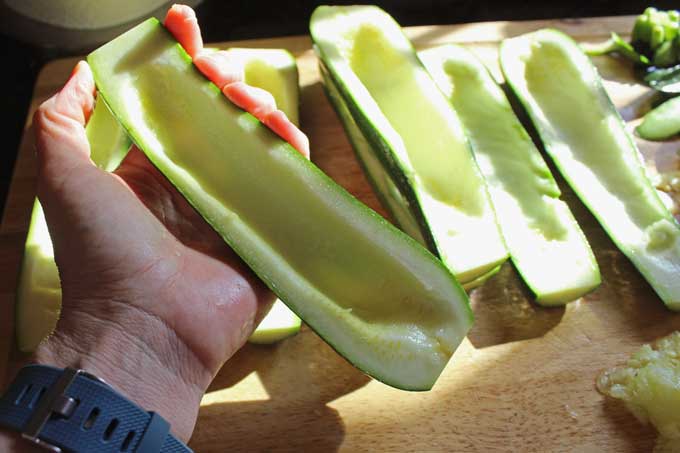 scooped out zucchini