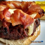 Bacon Onion Burger Crowns ~ Slices of crispy, smokey bacon wrapped around sweet onion rings grilled or baked to make the perfect crown for your next burger. | TheMountainKitchen.com