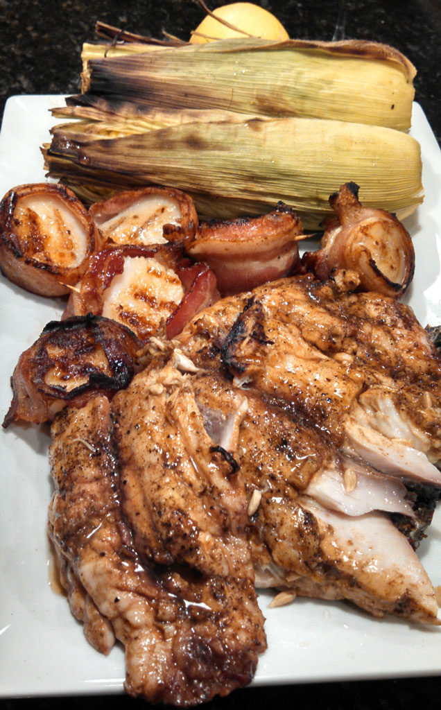 Recipes for preparing grilled red snapper and bacon wrapped scallops. The only seasoning needed was freshly squeezed lemon juice and Al's Stolen Fish Sauce. | TheMountainKitchen.com