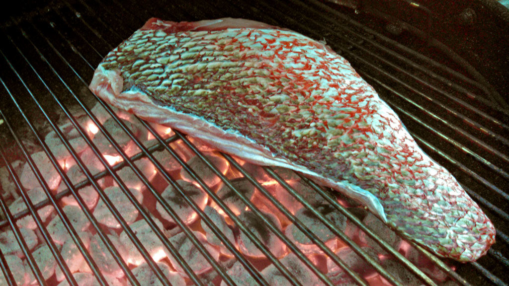 Recipes for preparing grilled red snapper and bacon wrapped scallops. The only seasoning needed was freshly squeezed lemon juice and Al's Stolen Fish Sauce. | TheMountainKitchen.com
