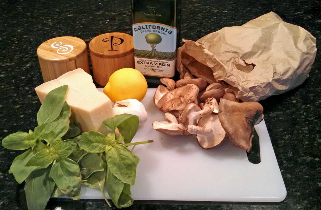 ingredients to make zesty shiitake mushroom pasta