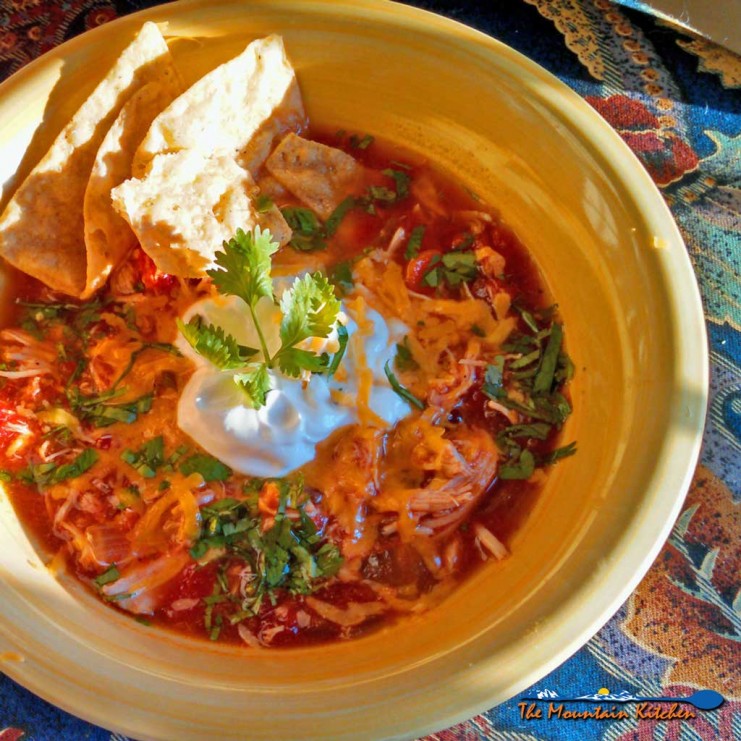 crock-pot Mexican chicken soup served in bowl