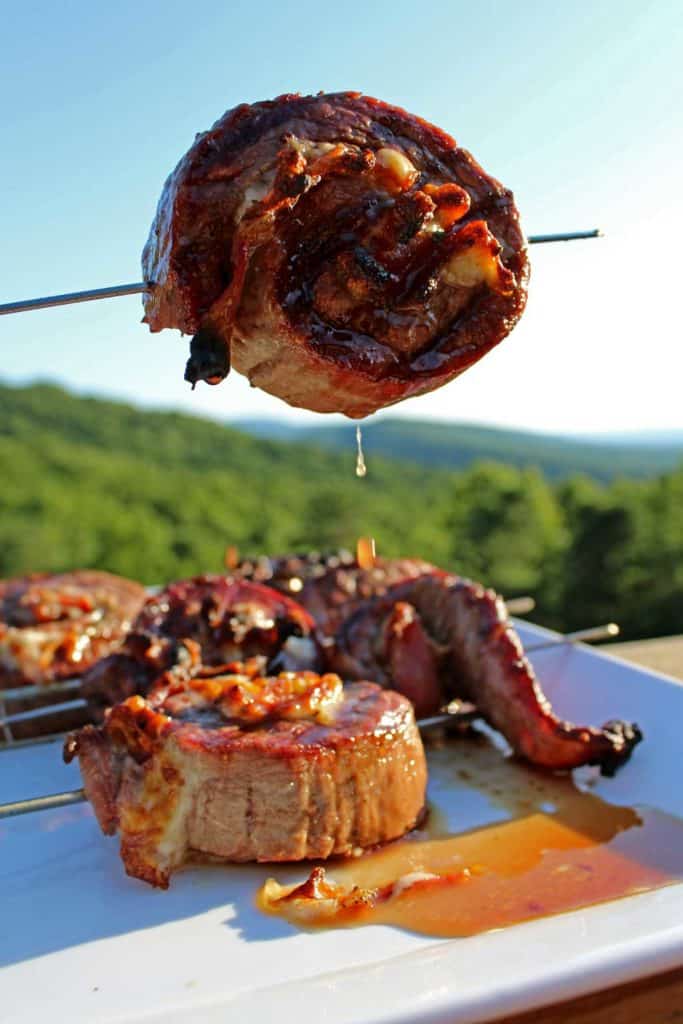 dripping flank steak with mountain view