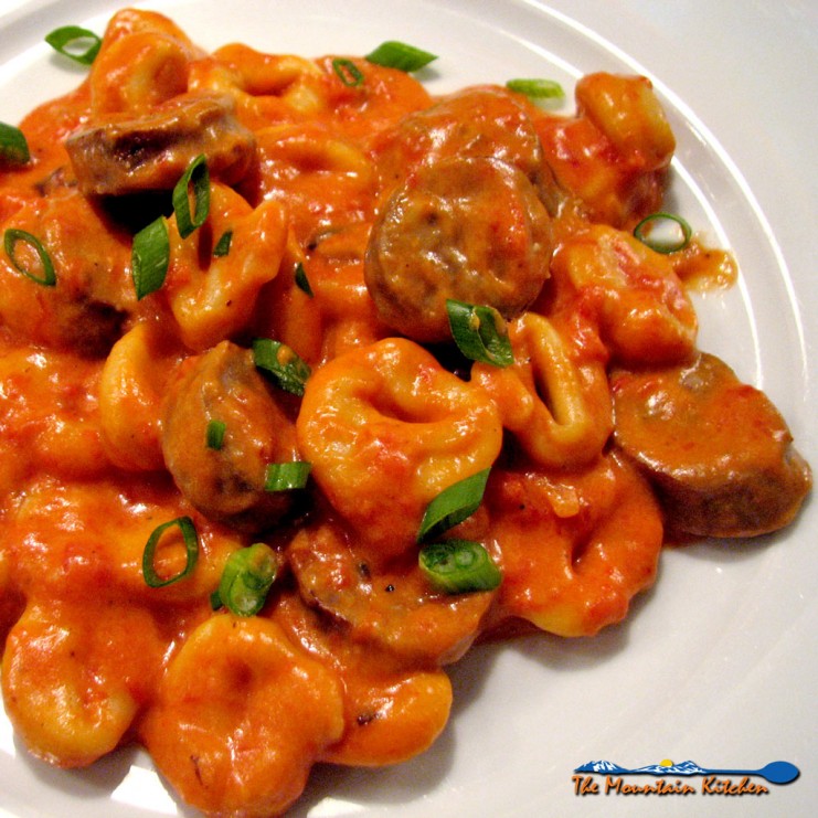 kielbasa pasta on plate