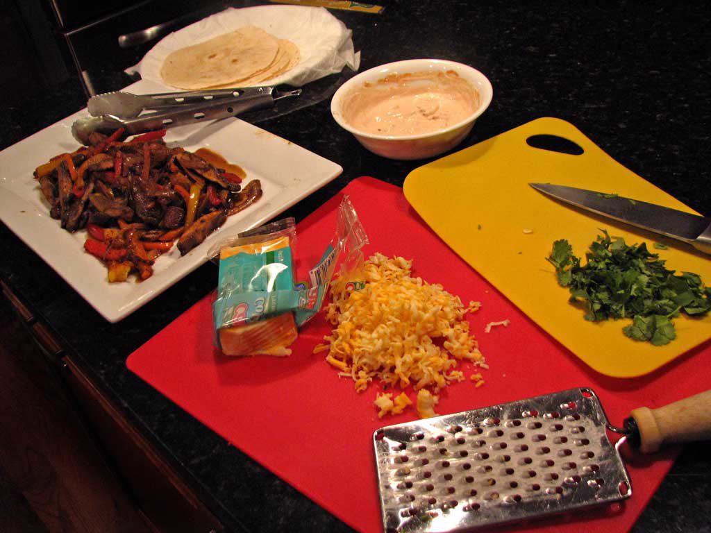 ingredients ready to make fajitas
