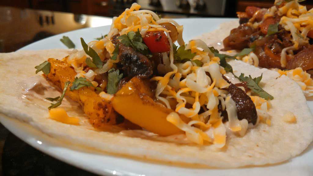 vegetarian style mushroom fajitas