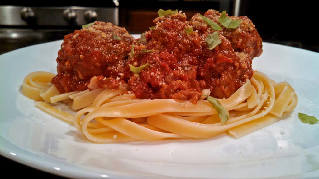 meatballs on pasta