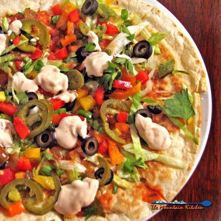 Mexican refried bean pizza