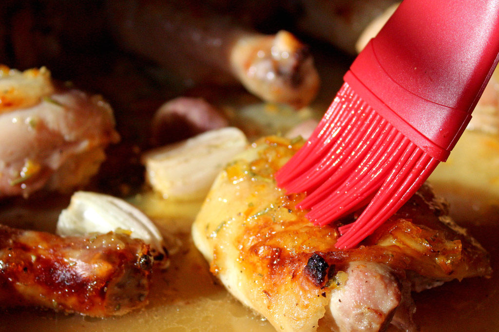 basting brush glazing chicken