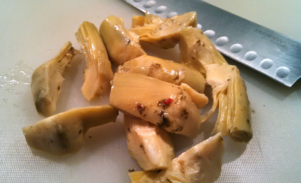 artichokes on cutting board