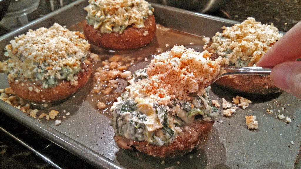 stuffing the mushrooms