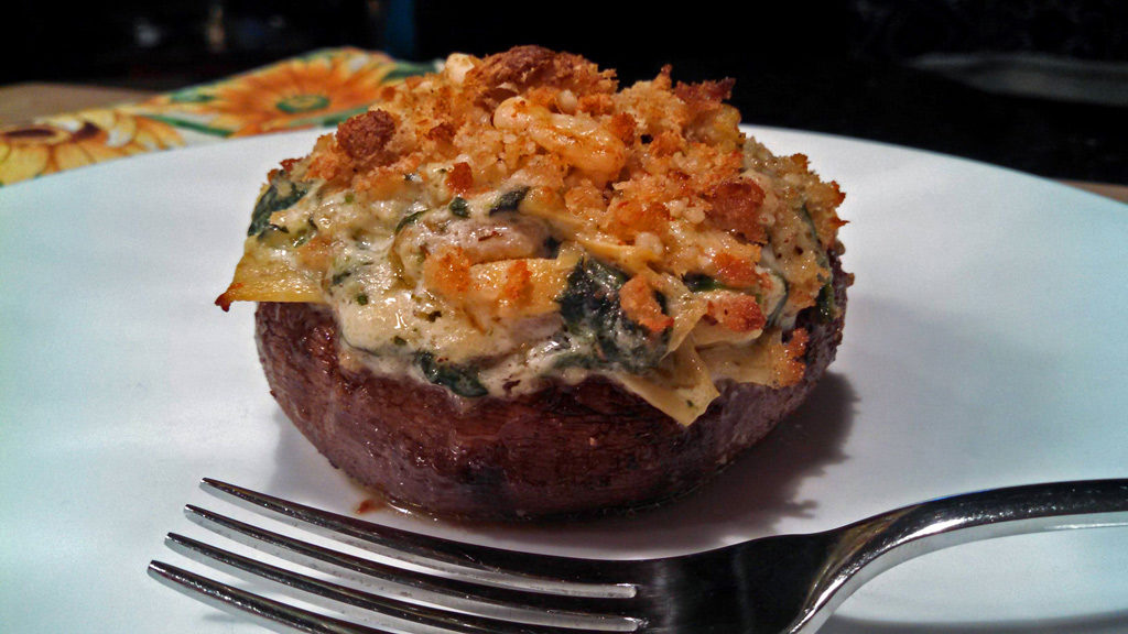 creamy spinach artichoke stuffed mushrooms