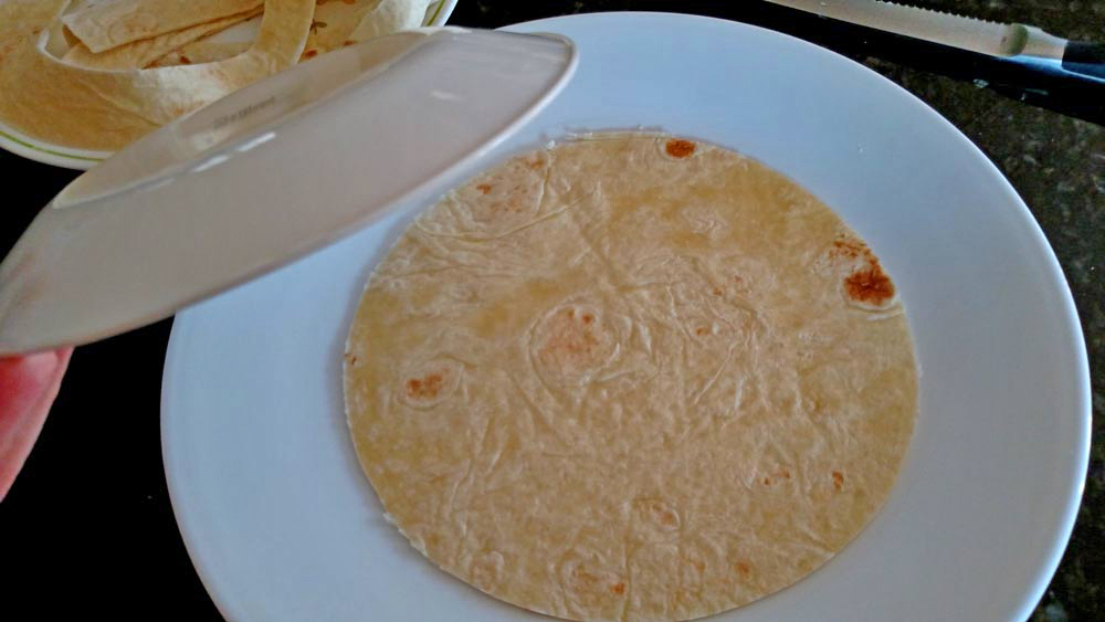 lifting plate off tortilla