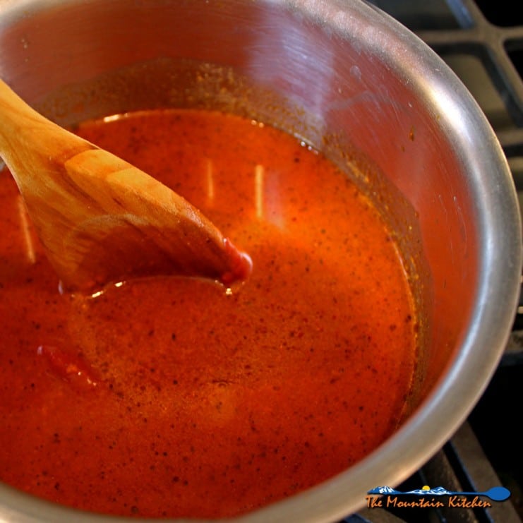 enchilada sauce in a pot