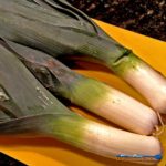 leeks on a cutting board