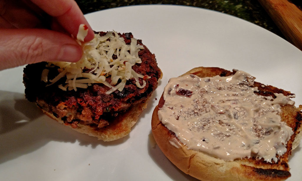 topping burger with pepper jack cheese