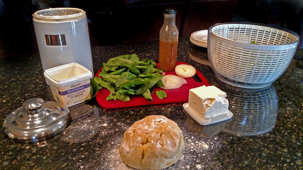 ingredients to make spinach feta pizza