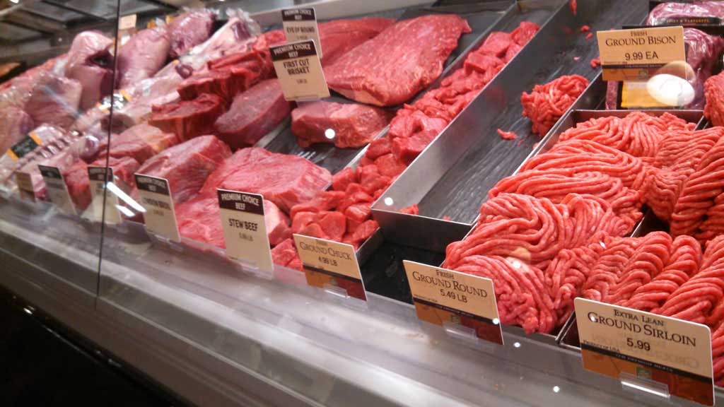 meat counter with meat