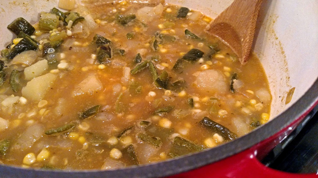 This creamy and mildly spiced roasted poblano corn chowder with poblano chili peppers comes alive when splashed with fresh lime juice just before eating. | TheMountainKitchen.com