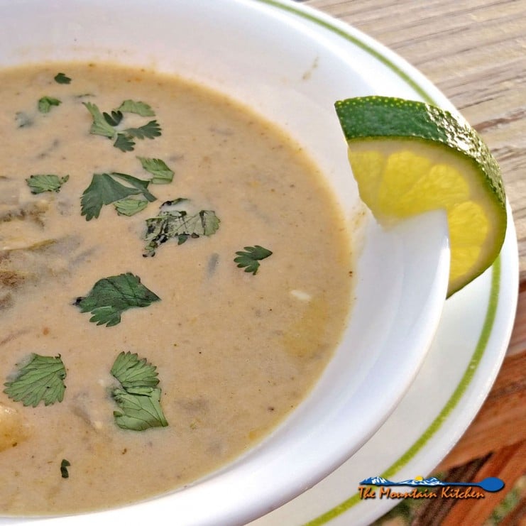 roasted poblano corn chowder in bowl